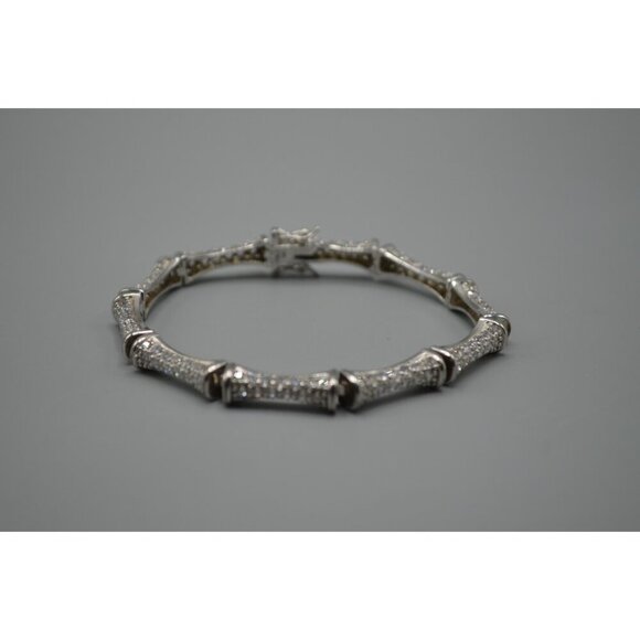 Hour Glass Bead Bracelet 925 PAJ Sterling Silver Clear Stone Hourglass 20.34g 8" - Picture 9 of 10